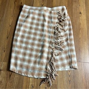 Tan and cream gingham skirt